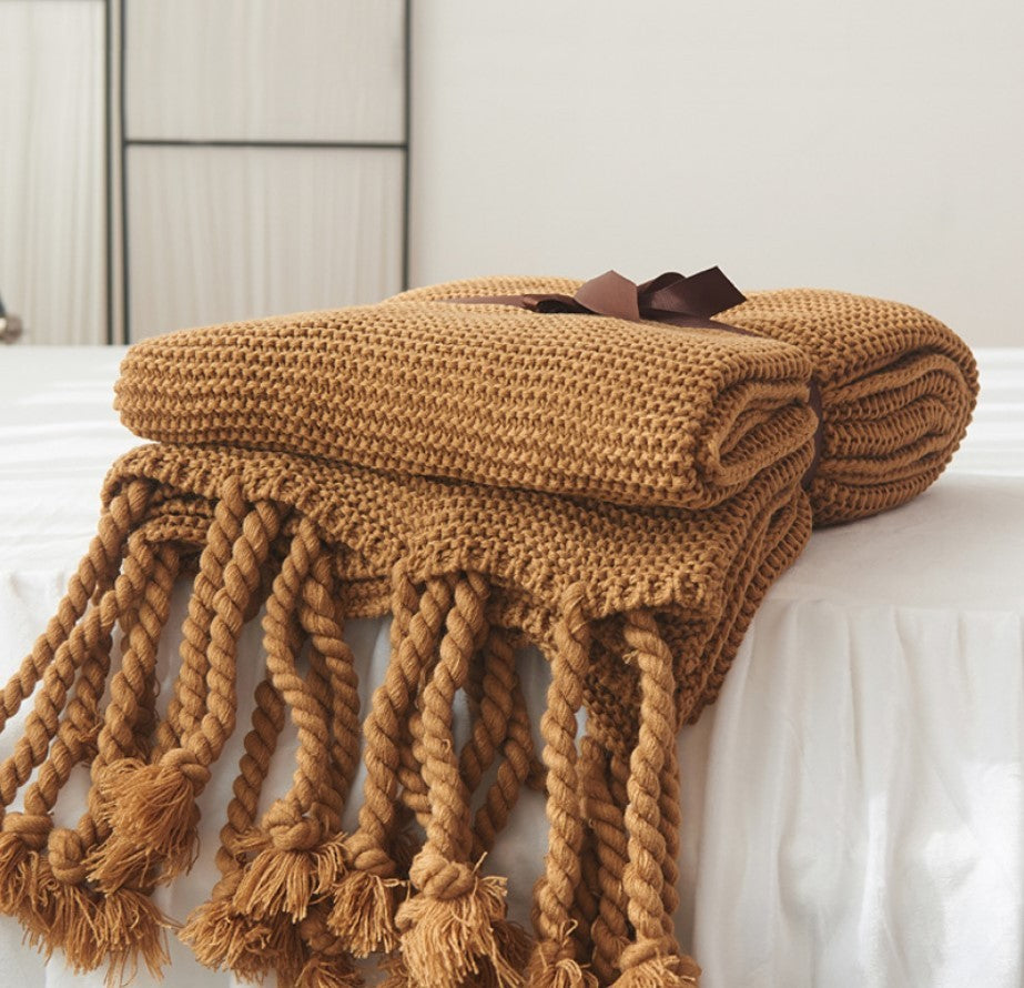 The Hollis Tassel Knit Throw