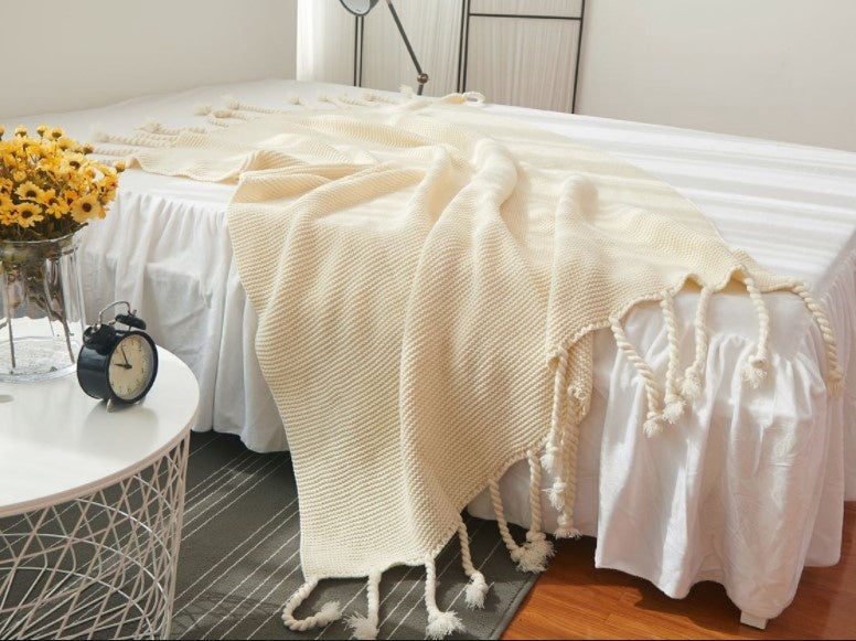 The Hollis Tassel Knit Throw
