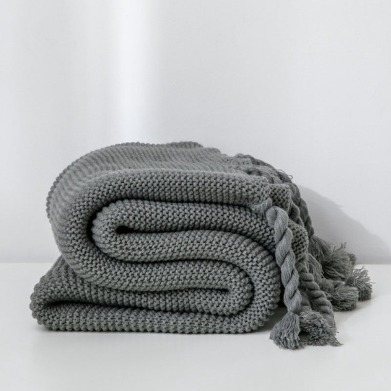 The Hollis Tassel Knit Throw