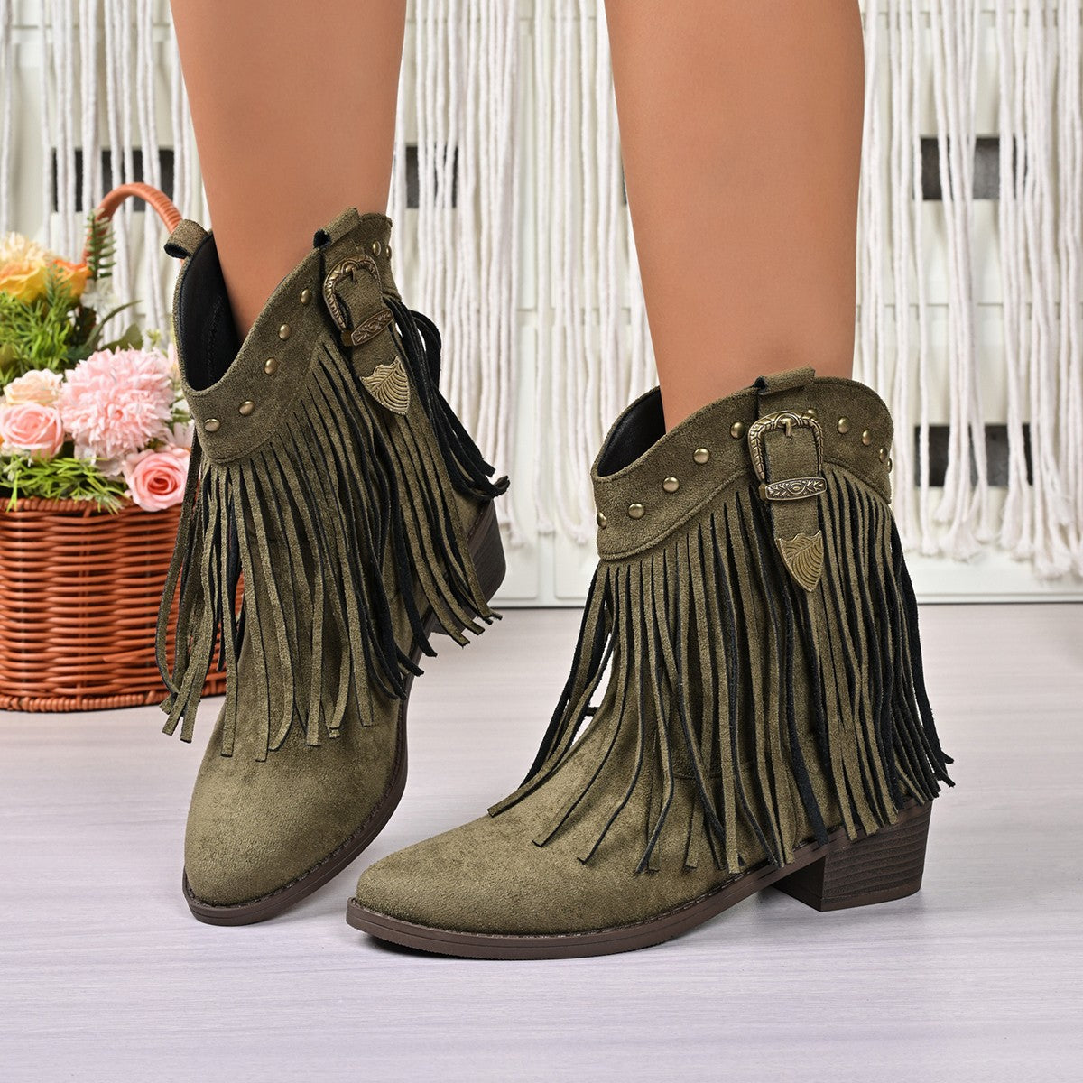 The Maeve Western Tassel Bootie