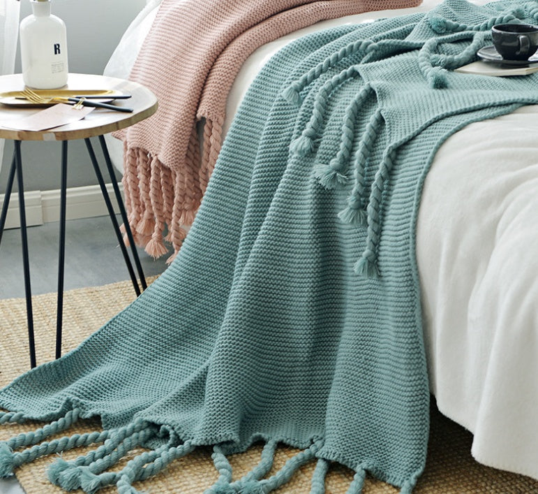The Hollis Tassel Knit Throw