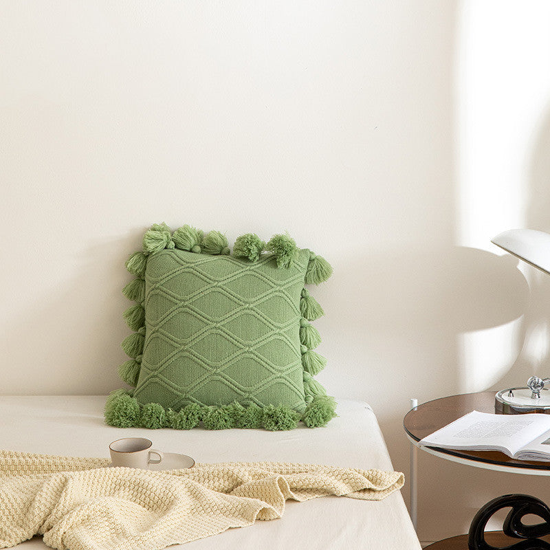 The Rowan Tassel Knit Pillow