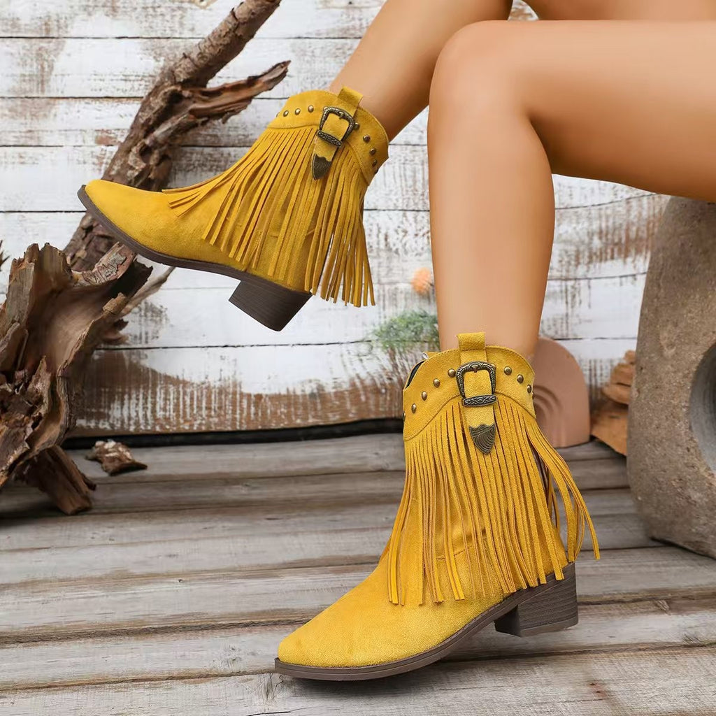 The Maeve Western Tassel Bootie