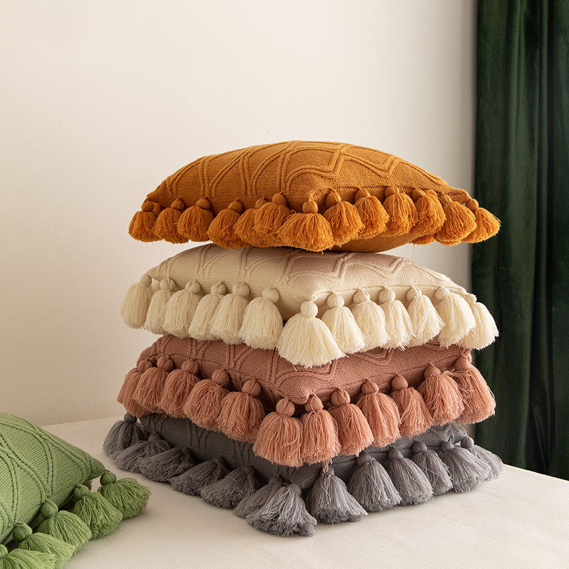 The Rowan Tassel Knit Pillow