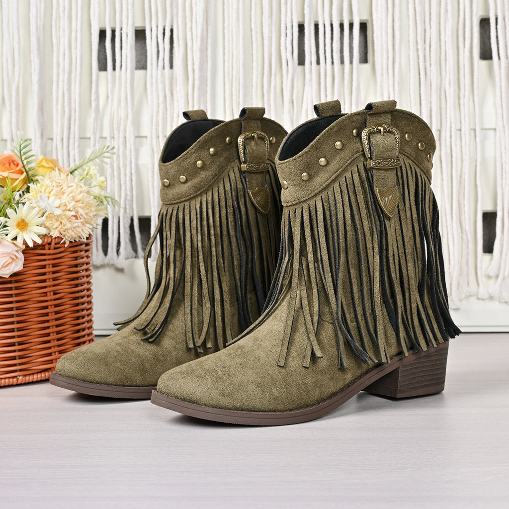 The Maeve Western Tassel Bootie